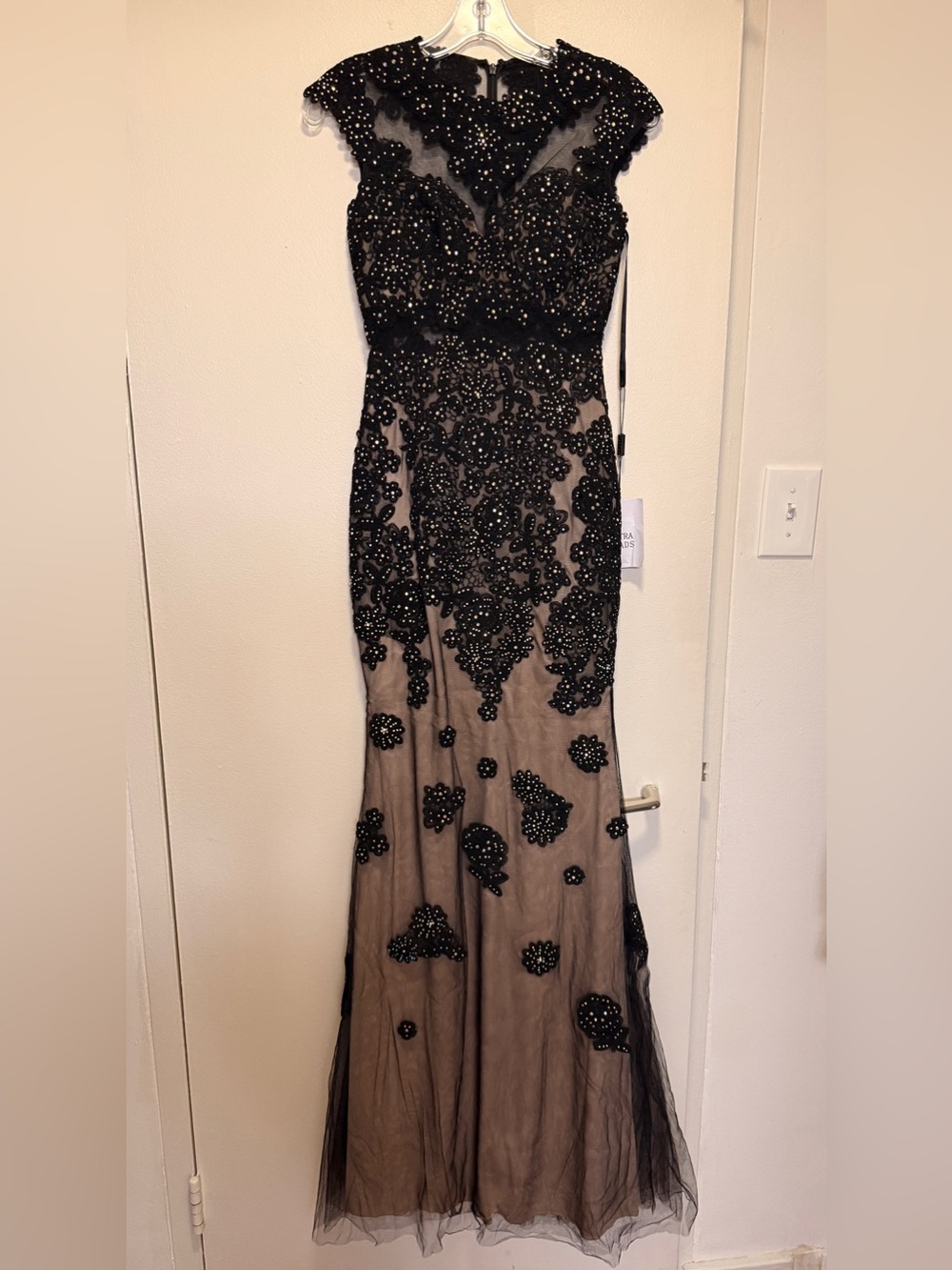 GiGi New York Black Beaded Lace Prom Dress